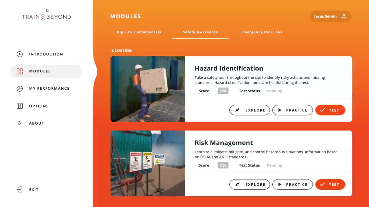 Module menu — Safety Awareness